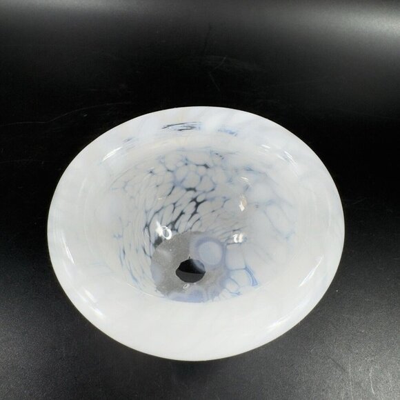 Hand Blown Art Glass Round Dish Bowl Heavy Small White Spots Hand Made Hollow - Picture 10 of 16